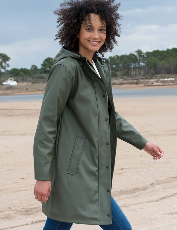 Ciré long imperméable, doublé polaire, polyester recyclé** (kaki)