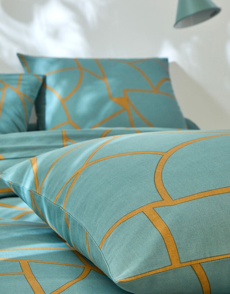 Linge de lit Geoffroy en coton à motifs graphiques (eucalyptus)