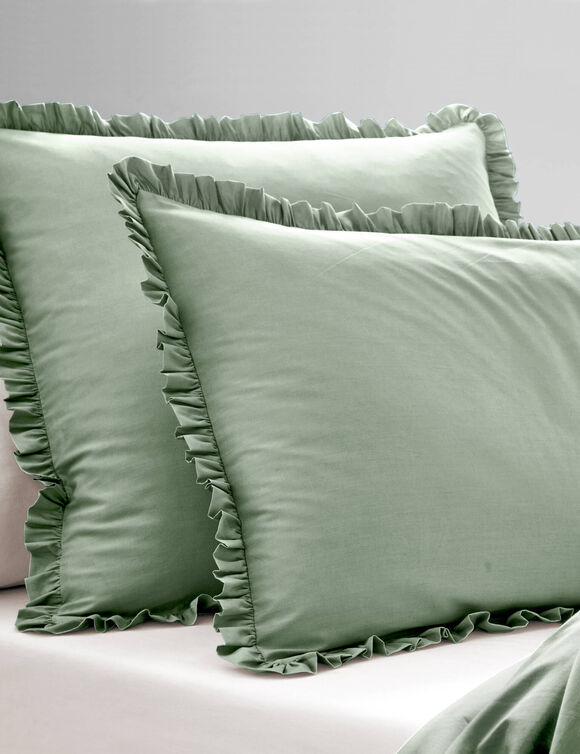 Linge de lit uni - percale de coton 72 fils/cm&sup2; (vert amande)