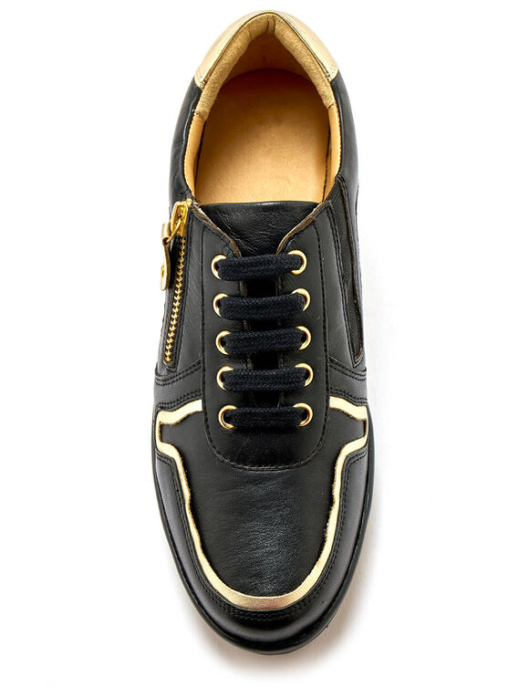 Derbies en cuir détails métallisés, largeur confort (noir)
