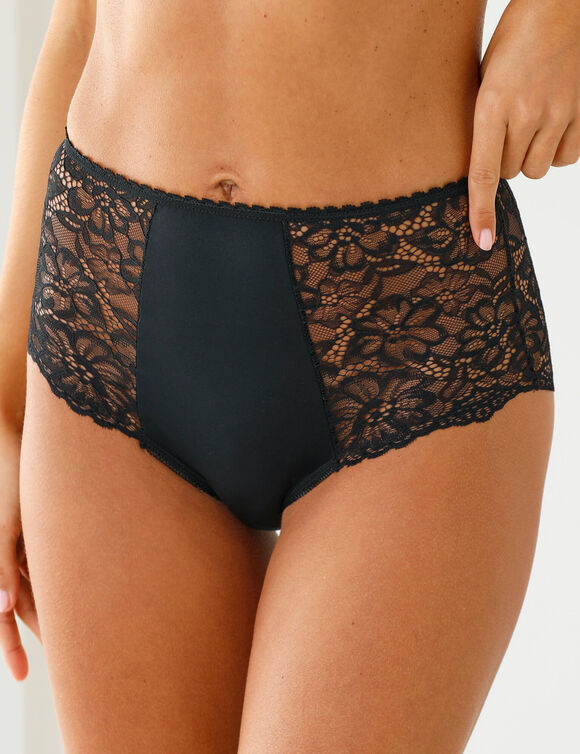 Maxislip met hoge taille in microvezel en stretchkant - set van 2 (zwart + nude)