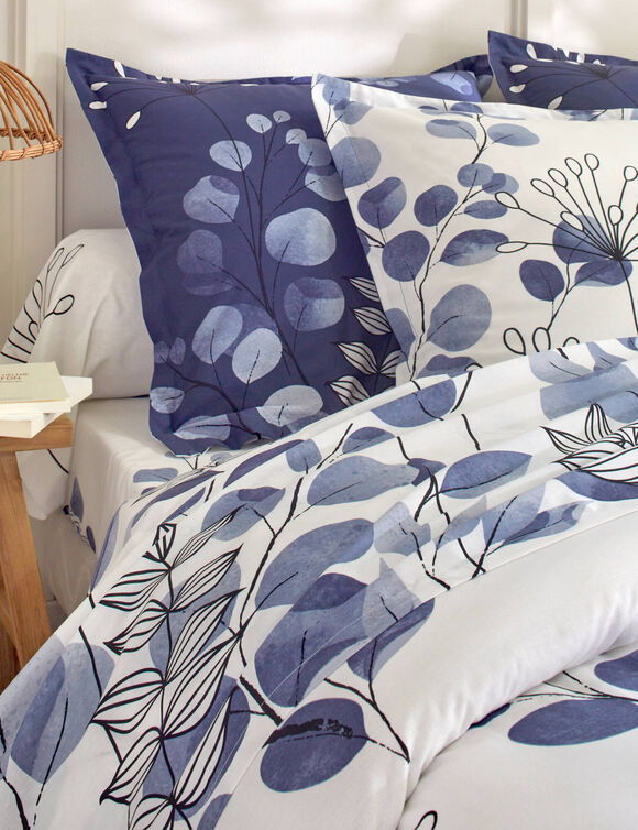 Linge de lit Danae en coton imprimé (bleu encre)