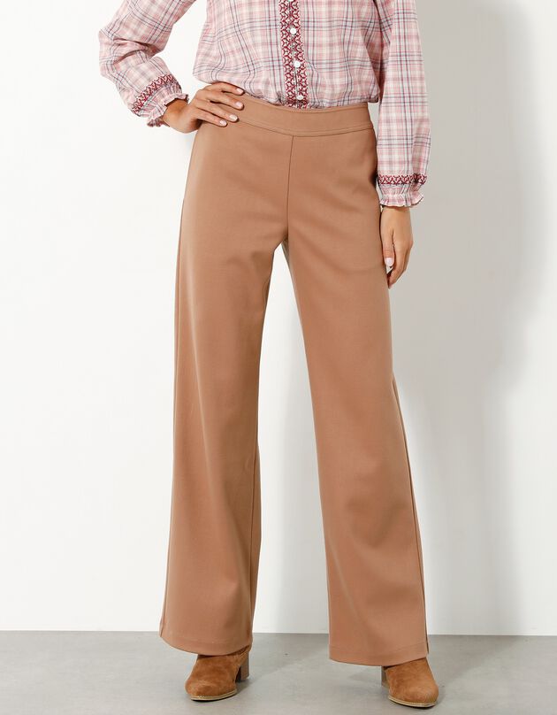 Pantalon large chaud, aspect lainage  (caramel)