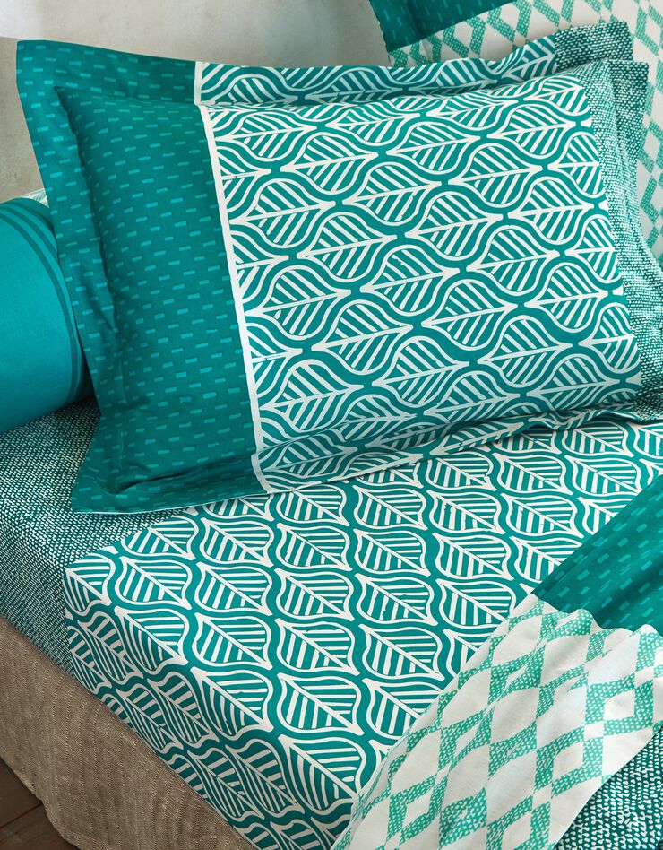 Linge de lit Tommy imprimé géométrique - coton (cèdre)