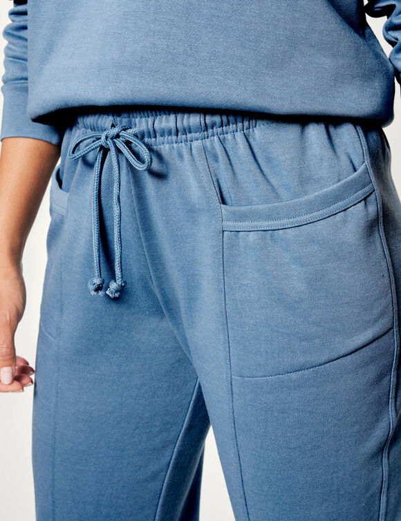 Pantalon jogging, molleton gratté (bleu jean)