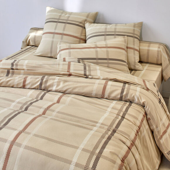 Linge de lit Karl imprimé écossais, en coton (beige)