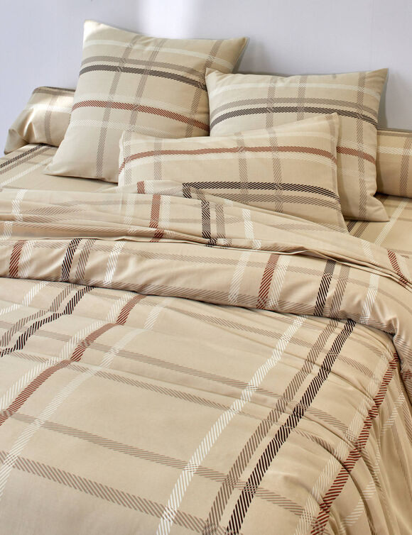 Linge de lit Karl imprimé écossais, en coton  (beige)