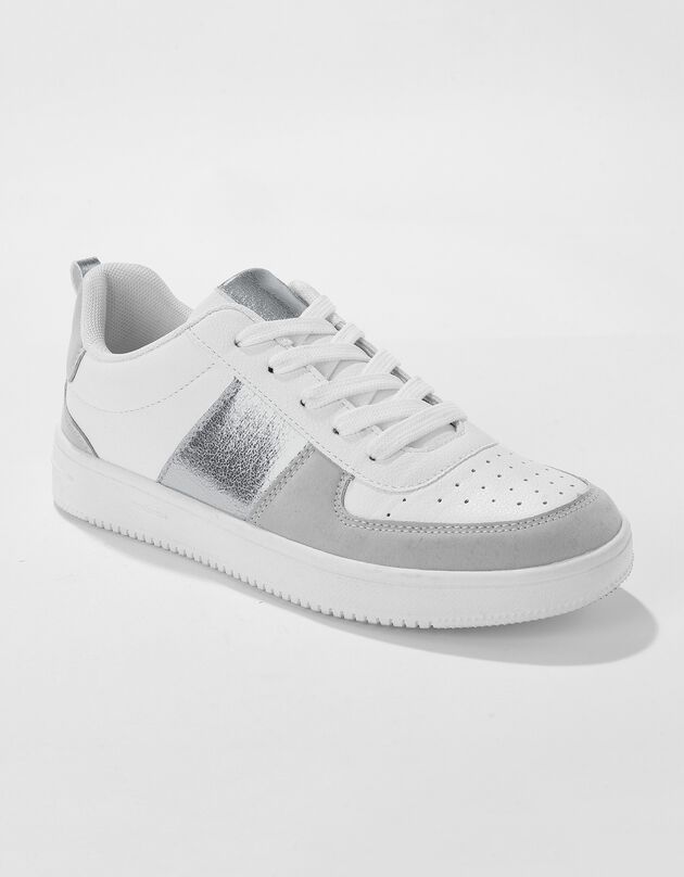 Sneakers met platformzool en veters - grijs (wit / grijs)