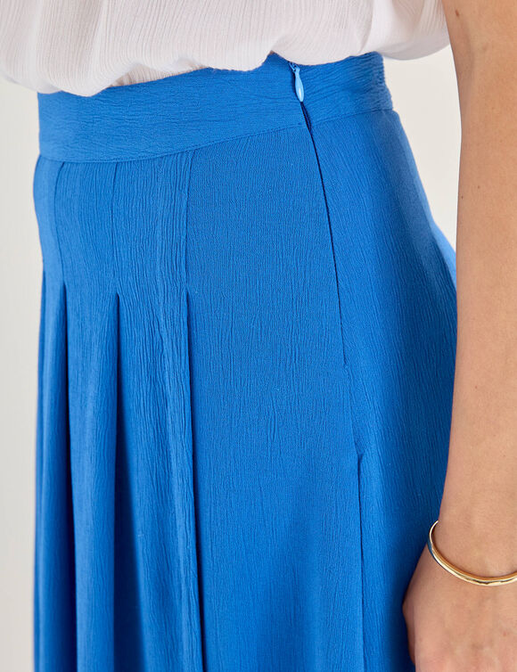 Jupe longue &agrave; plis, unie (bleu)