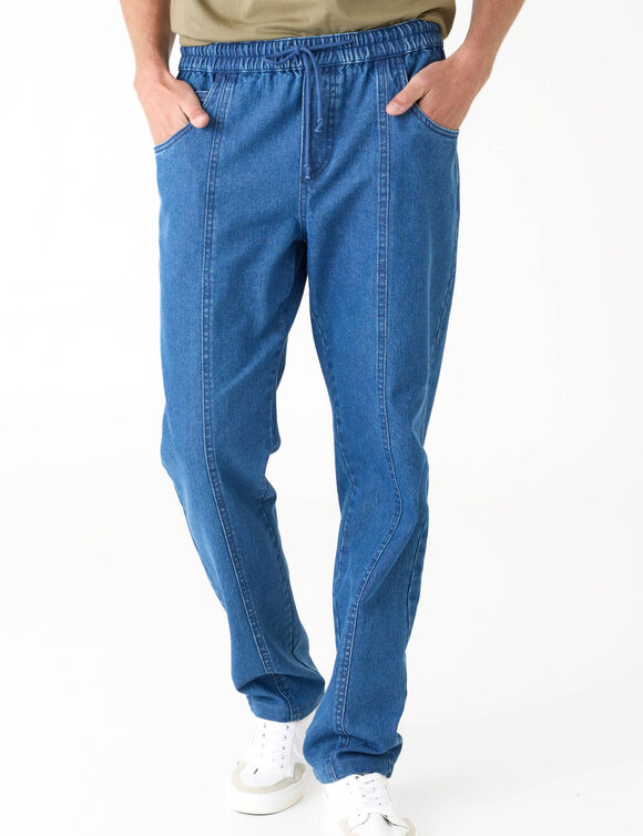 Pantalon denim l&eacute;ger &eacute;lastiqu&eacute; (stone)