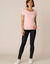 T-shirt col rond uni manches courtes en coton biologique(**) (rose poudré)