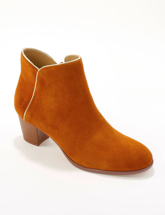 Boots cuir liseré doré (caramel)