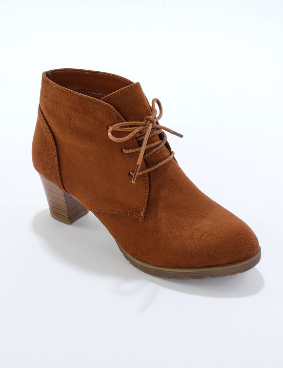Bottines lac&eacute;es &agrave; talon fantaisie (chocolat)