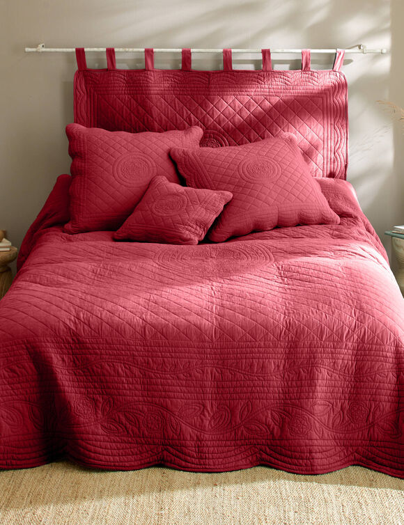 Couvre-lit uni style boutis Cassandre  (cerise)