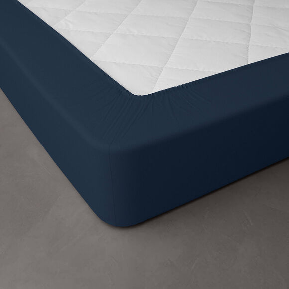 Effen hoeslaken van jersey, 130 g/m&sup2; - hoek 40 cm (inktblauw)