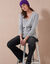 Pull tunique col V (gris chiné)