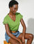 T-shirt in ruim model met stroken (groen)