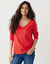 T-shirt col V manches longues (rouge)
