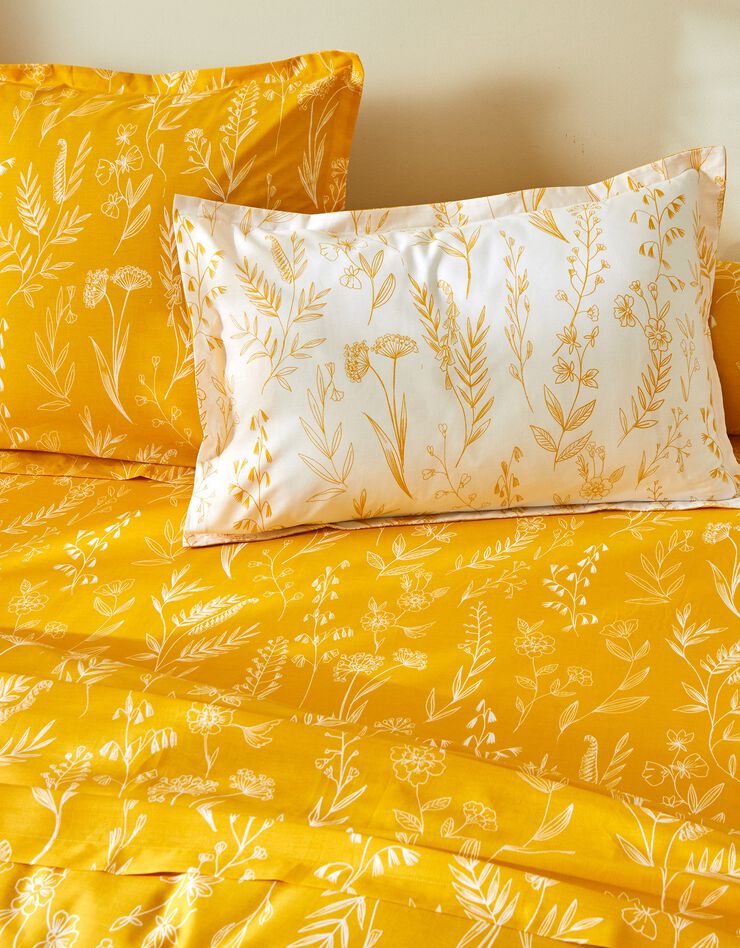 Linge de lit Alessia en coton imprimé fleuri (jaune)