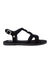 Platte sandalen met macramé (zwart)