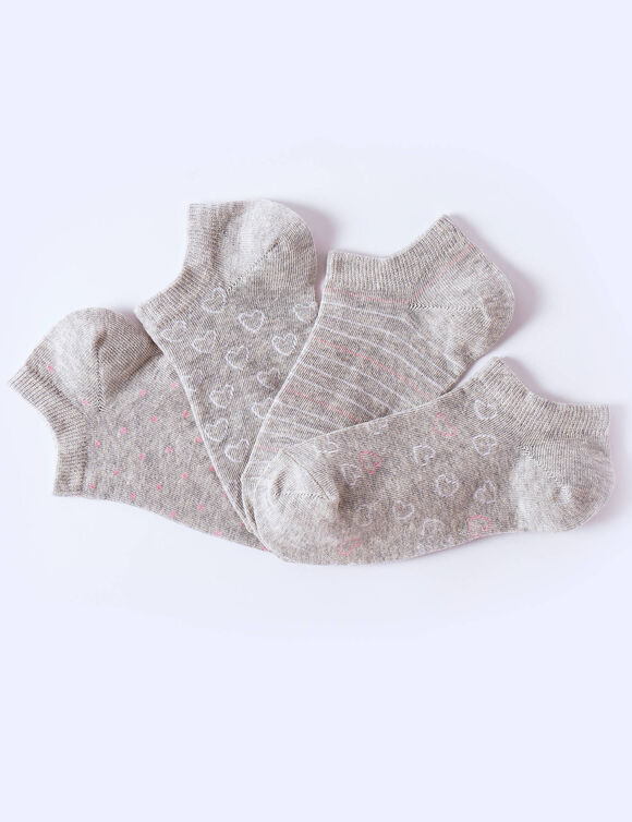 Chaussettes basses motifs assortis - lot de 4 paires (gris chin&eacute;)