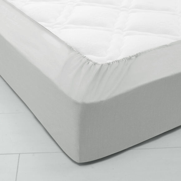 Drap-housse uni coton bonnet 32 cm (gris perle)