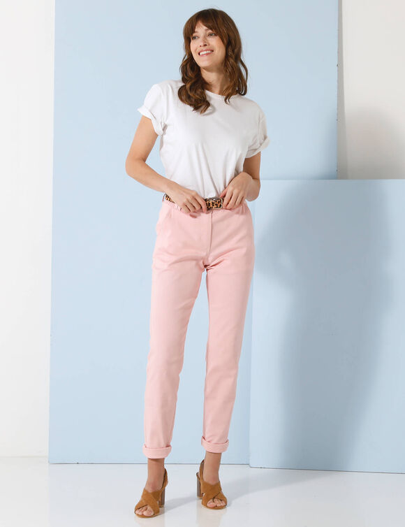 Pantalon chino stretch (rose poudré)
