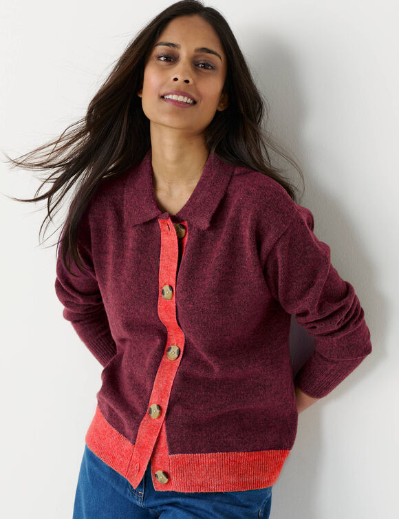 Tweekleurig vest met knopen, van gerecycled polyester** (bordeaux / rood)
