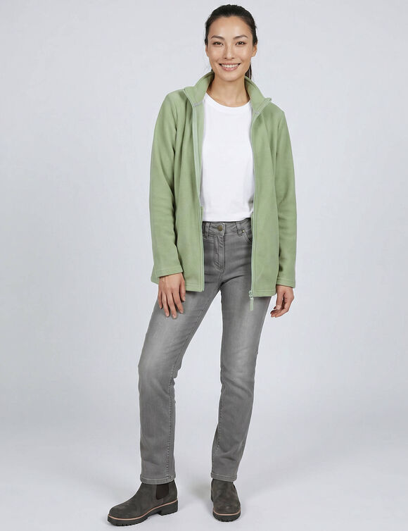 Veste zipp&eacute;e maille polaire, manches longues (tilleul)