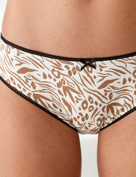 Culotte midi coton imprimé " peau de bête" - lot de 4 (noir / blanc)
