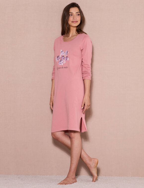 Kort nachthemd met lange mouwen (roze)