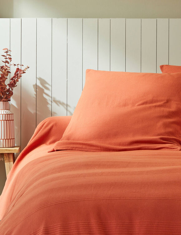 Geweven bedsprei in effen katoen (terracotta)