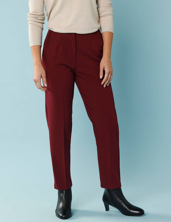Pantalon cigarette uni, Sp&eacute;cial Petites (bordeaux)