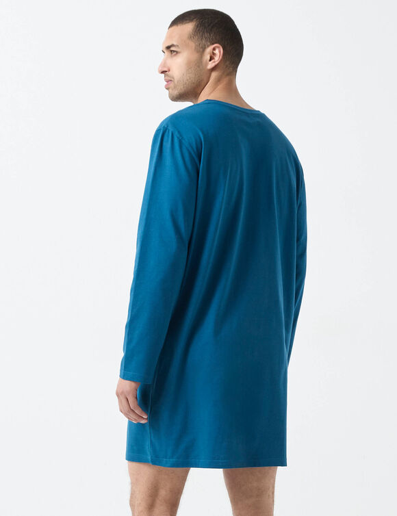Maxi-pyjama-T-shirt bedrukt met de tekst &bdquo;Ik word niet dik&ldquo; (petroleumblauw)