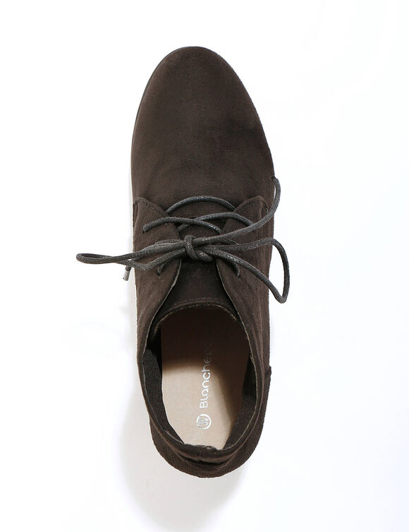 Low-boots met hak in houtstijl (zwart)