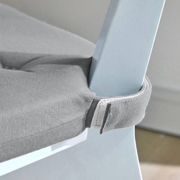 Galette de chaise unie carr&eacute;e coton - lot de 2 (gris perle)