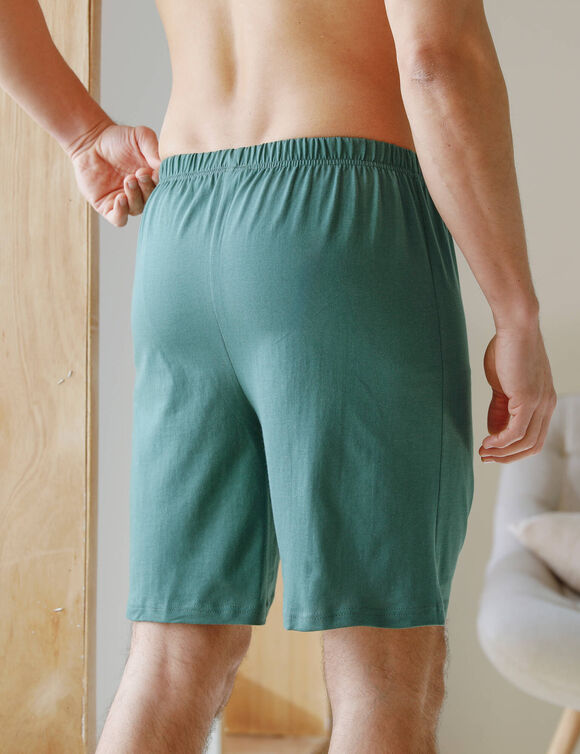 Short pyjama coton uni (vert foncé)