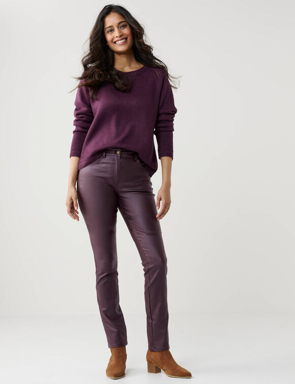 Pantalon droit enduit (bordeaux)