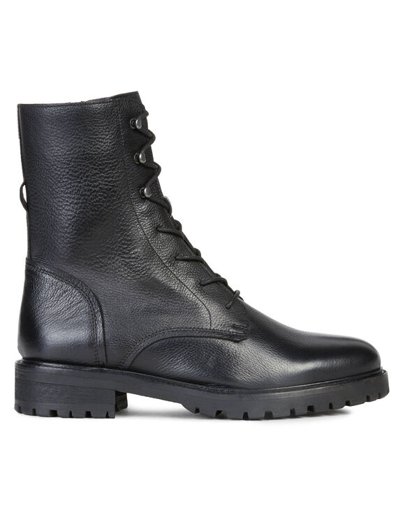 Boots noir semelle crantée dessus cuir (noir)
