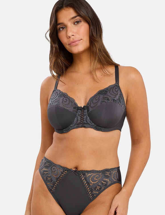 Soutien-gorge forme emboîtante dentelle et microfibre Amélie - avec armatures (gris)