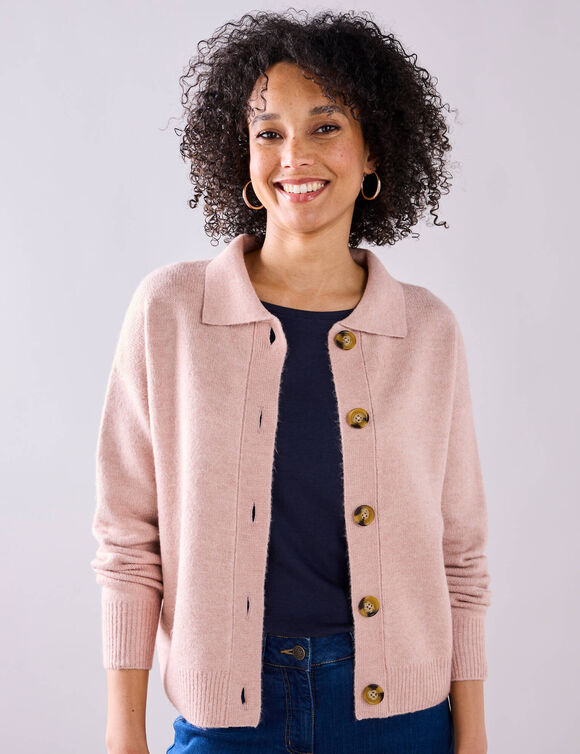 Gilet veste boutonné, polyester recyclé** (rose grisé)