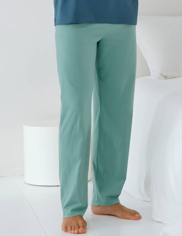 Pantalon pyjama coton uni (aqua)