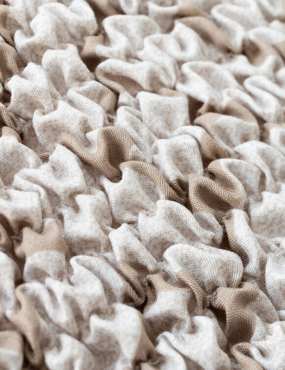 Bi-rekbare, grafische hoes in gewafelde microvezel voor kuipzetel (beige)