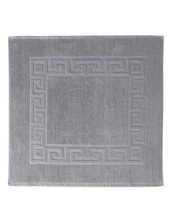 Tapis de bain éponge liteau motif frise grecque (gris moyen)