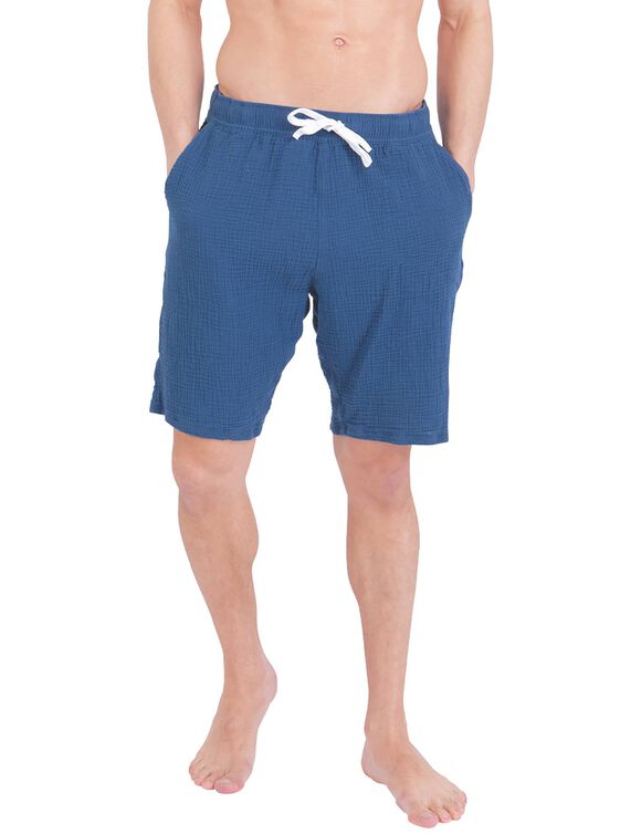 Pyjama short bi-mati&egrave;re Easy Coton (bleu)