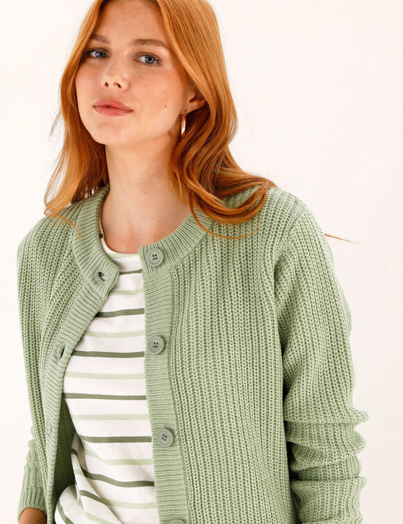 Trui met ronde hals in patenttricot (lichtgroen)