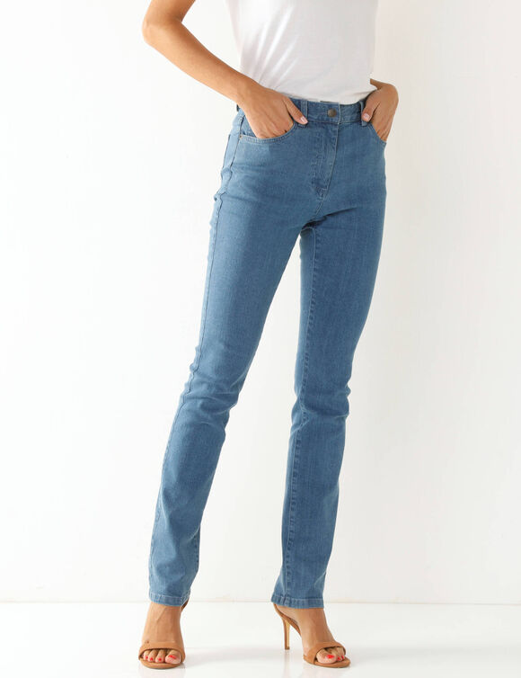 Jean sculptant, 5 poches (bleached)