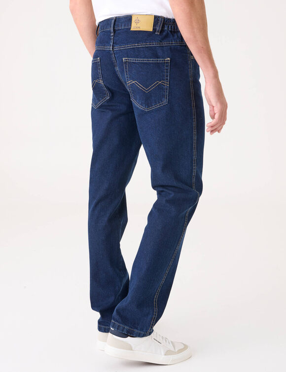 Jean droit ceinture &eacute;lastiqu&eacute;e c&ocirc;t&eacute;s - L28 (brut)