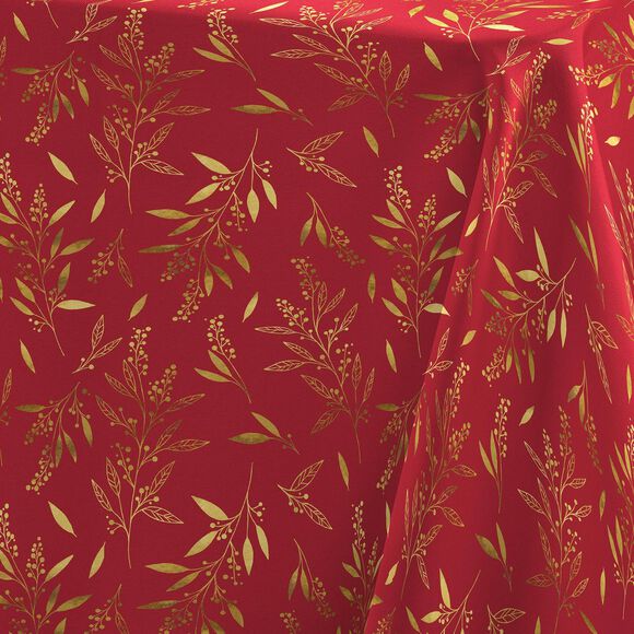 Nappe motif végétal métallisé (rouge / doré)