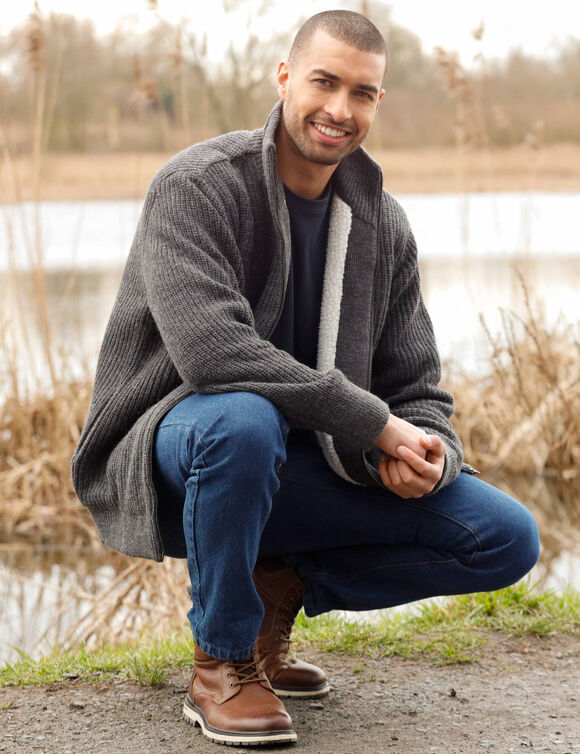 Blouson c&ocirc;te anglaise int&eacute;rieur fourr&eacute; (gris anthracite)